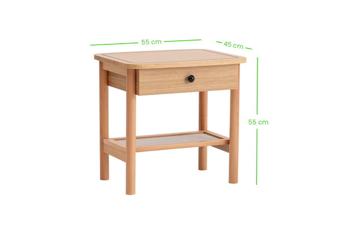 Hanah Home Daisy Drawer Mesa de Noche Natural y Madera